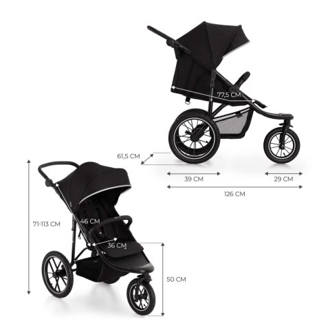 KINDERKRAFT Wózek spacerowy Helsi 2 Black KINDERKRAFT Wózek spacerowy Helsi 2 Black