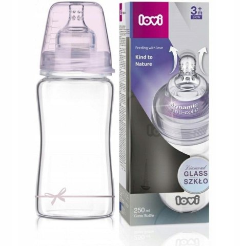 LOVI 74/204 Butelka szklana Diamond Glass 250 ml Baby Shower girl LOVI 74/204 Butelka szklana Diamond Glass 250 ml Baby Shower girl