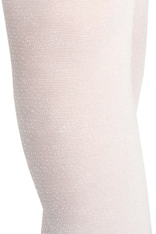 NOVITI RM010-G-01 Rajstopy micro 40den białe z brokatem 116/122