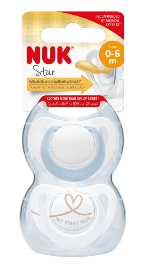 NUK 726070 Smoczek uspokajający lateksowy 0-6m STAR 2 szt NUK 726070 Smoczek uspokajający lateksowy 0-6m STAR 2 szt