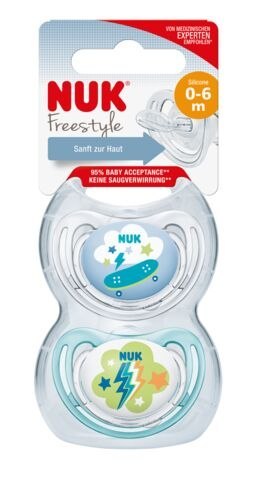 NUK 730133 Smoczek 1 FREESTYLE 2szt silikon 0-6m*
