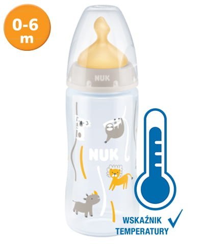 NUK 741927 Butelka FC+ PP 300 ml z wskaźnikiem temperatury smoczek lateksowy 0-6 m-cy M NUK 741927 Butelka FC+ PP 300 ml z wskaźnikiem temperatury smoczek lateksowy 0-6 m-cy M