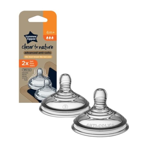 TOMMEE TIPPEE TTP42122452 Smoczki do butelki fast flow 2pak Anti-Colic 6+ TOMMEE TIPPEE TTP42122452 Smoczki do butelki fast flow 2pak Anti-Colic 6+