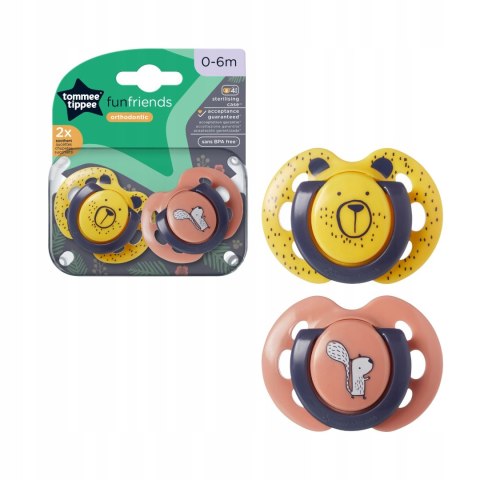 TOMMEE TIPPEE TTP43335796 Smoczek uspokajający FUN FRIENDS 0-6m 2pak TOMMEE TIPPEE TTP43335796 Smoczek uspokajający FUN FRIENDS 0-6m 2pak