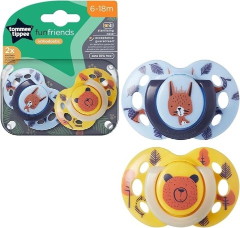TOMMEE TIPPEE TTP43335896 Smoczek uspokajający FUN FRIENDS 6-18m 2pak TOMMEE TIPPEE TTP43335896 Smoczek uspokajający FUN FRIENDS 6-18m 2pak