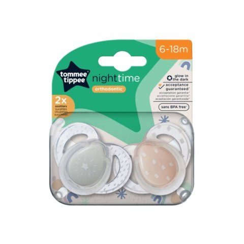 TOMMEE TIPPEE TTP43336297 Smoczki uspokajające NIGHT TIME 6-18m mix 2pak TOMMEE TIPPEE TTP43336297 Smoczki uspokajające NIGHT TIME 6-18m mix 2pak
