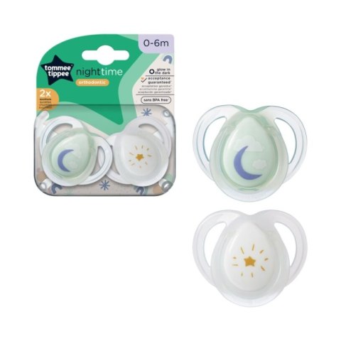 TOMMEE TIPPEE TTP43338095 Smoczki uspokajające NIGHT TIME 0-6m mix 2pak TOMMEE TIPPEE TTP43338095 Smoczki uspokajające NIGHT TIME 0-6m mix 2pak