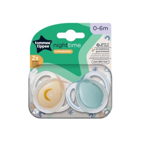 TOMMEE TIPPEE TTP43338095 Smoczki uspokajające NIGHT TIME 0-6m mix 2pak TOMMEE TIPPEE TTP43338095 Smoczki uspokajające NIGHT TIME 0-6m mix 2pak