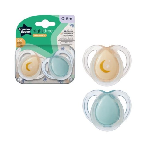 TOMMEE TIPPEE TTP43338095 Smoczki uspokajające NIGHT TIME 0-6m mix 2pak TOMMEE TIPPEE TTP43338095 Smoczki uspokajające NIGHT TIME 0-6m mix 2pak