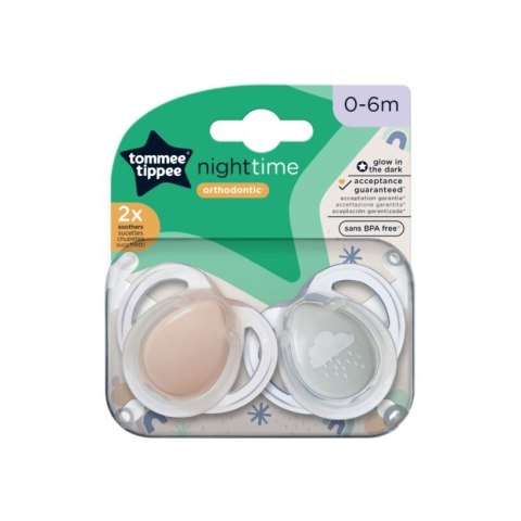 TOMMEE TIPPEE TTP43338095 Smoczki uspokajające NIGHT TIME 0-6m mix 2pak TOMMEE TIPPEE TTP43338095 Smoczki uspokajające NIGHT TIME 0-6m mix 2pak