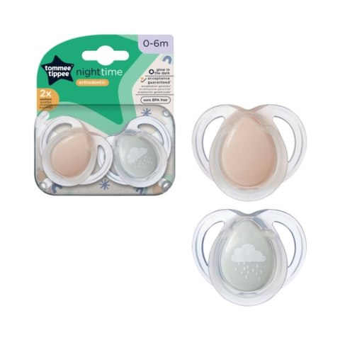TOMMEE TIPPEE TTP43338095 Smoczki uspokajające NIGHT TIME 0-6m mix 2pak TOMMEE TIPPEE TTP43338095 Smoczki uspokajające NIGHT TIME 0-6m mix 2pak