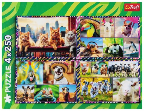 TREFL 13313 Puzzle 4x250 Zabawne zwierzaki TREFL 13313 Puzzle 4x250 Zabawne zwierzaki