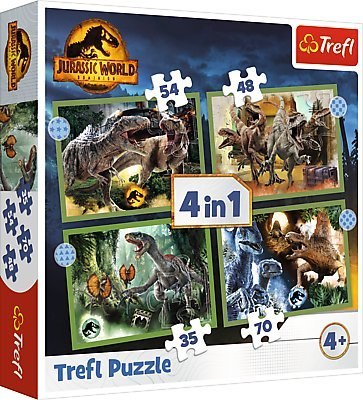 TREFL 34607 Puzzle 4w1 Groźne dinozaury TREFL 34607 Puzzle 4w1 Groźne dinozaury