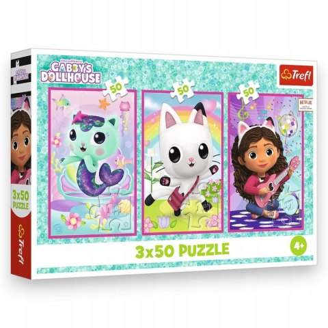 TREFL 34876 Puzzle 3x50 Poznajcie Gabby i kotki TREFL 34876 Puzzle 3x50 Poznajcie Gabby i kotki
