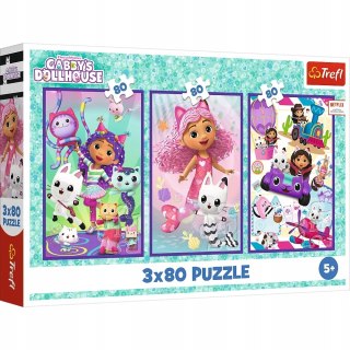 TREFL 34882 Puzzle 3x80 Kolorowe dni Gabby