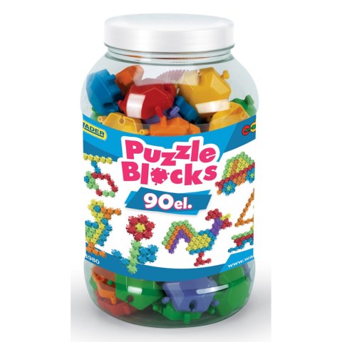 WADER 41980 Klocki Puzzle słoik duży 90 szt.* WADER 41980 Klocki Puzzle słoik duży 90 szt.*