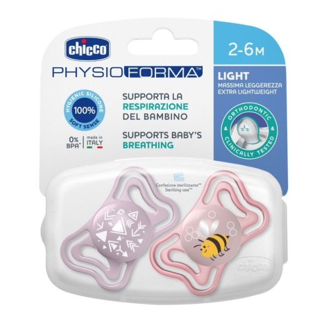 CHICCO 00071037110000 Smoczek PHYSIO LIGHT 2-6M sil 2 szt róż CHICCO 00071037110000 Smoczek PHYSIO LIGHT 2-6M sil 2 szt róż