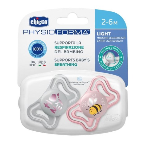 CHICCO 00071037110000 Smoczek PHYSIO LIGHT 2-6M sil 2 szt róż CHICCO 00071037110000 Smoczek PHYSIO LIGHT 2-6M sil 2 szt róż