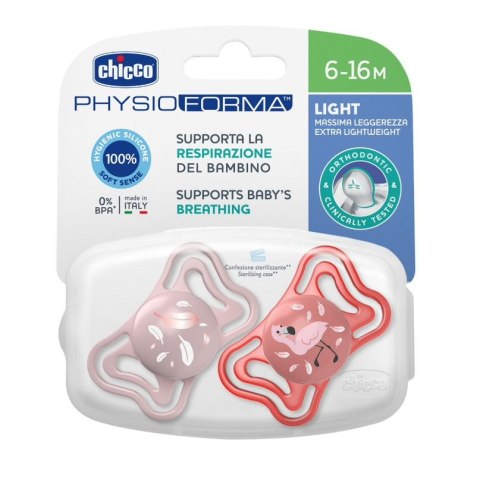CHICCO 00071038110000 Smoczek PHYSIO LIGHT 6-16M sil 2 szt róż CHICCO 00071038110000 Smoczek PHYSIO LIGHT 6-16M sil 2 szt róż