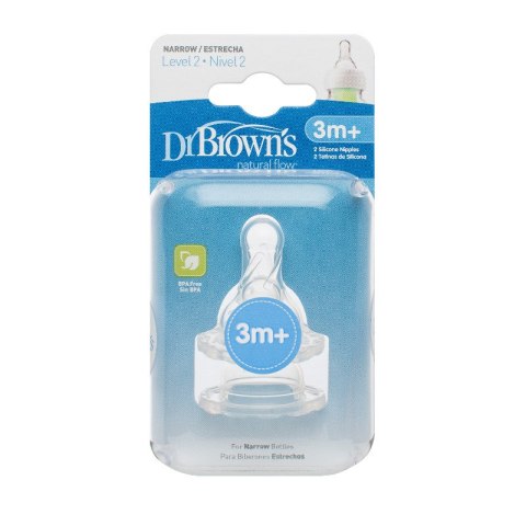Dr.Browns 322 Smoczek silikonowy do butelki Standard poziom 2 2-pak Dr.Browns 322 Smoczek silikonowy do butelki Standard poziom 2 2-pak