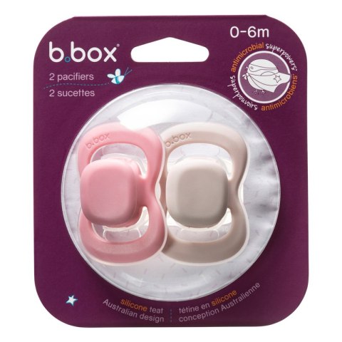 B.BOX BB300309 Smoczek dla noworodka i niemowlaka 2 szt symetryczny silikonowy 0-6m jagoda/róż B.BOX BB300309 Smoczek dla noworodka i niemowlaka 2 szt symetryczny silikonowy 0-6m jagoda/róż