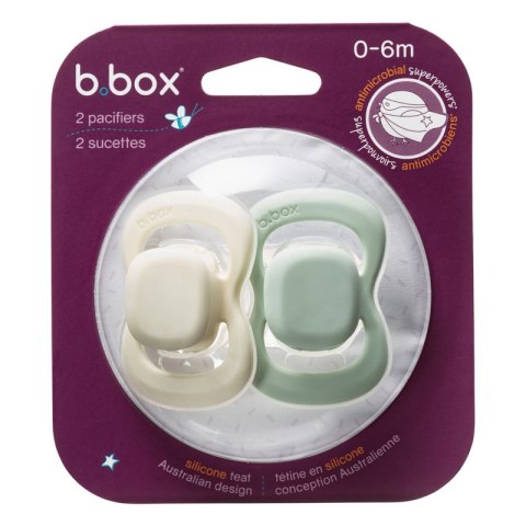 B.BOX BB300310 Smoczek dla noworodka i niemowlaka 2 szt symetryczny silikonowy 0-6m szałwia/wanilia B.BOX BB300310 Smoczek dla noworodka i niemowlaka 2 szt symetryczny silikonowy 0-6m szałwia/wanilia