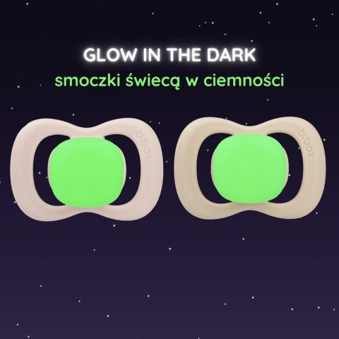 B.BOX BB300811 Smoczek silikonowy symetryczny 6m+ 2 szt glow in the dark róż/latte B.BOX BB300811 Smoczek silikonowy symetryczny 6m+ 2 szt glow in the dark róż/latte