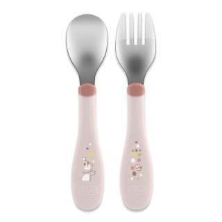 CHICCO 00016102150000 Sztućce metalowe różowe 18m+