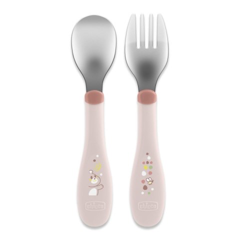 CHICCO 00016102150000 Sztućce metalowe różowe 18m+ CHICCO 00016102150000 Sztućce metalowe różowe 18m+