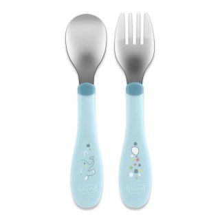 CHICCO 00016102250000 Sztućce metalowe niebieskie 18m+