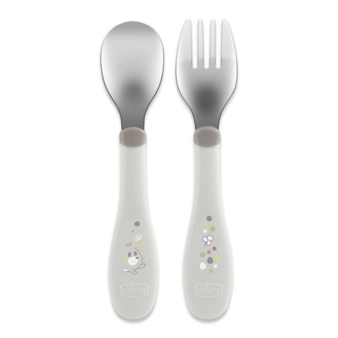 CHICCO 00016102350000 Sztućce metalowe szare 18m+ CHICCO 00016102350000 Sztućce metalowe szare 18m+