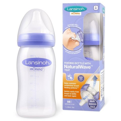 LANSINOH Butelka 240 ml ze smoczkiem NaturalWave LANSINOH Butelka 240 ml ze smoczkiem NaturalWave