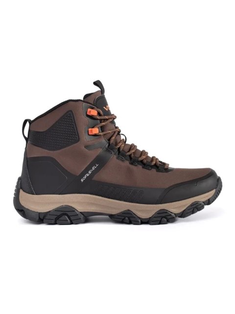 Brązowe buty zimowe męskie wiązane softshell - 42