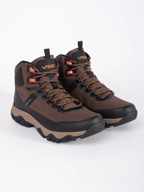 Brązowe buty zimowe męskie wiązane softshell - 42