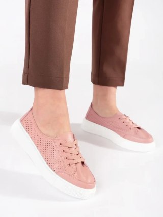 Różowe sneakersy ażurowe wiązane Sergio Leone - 38