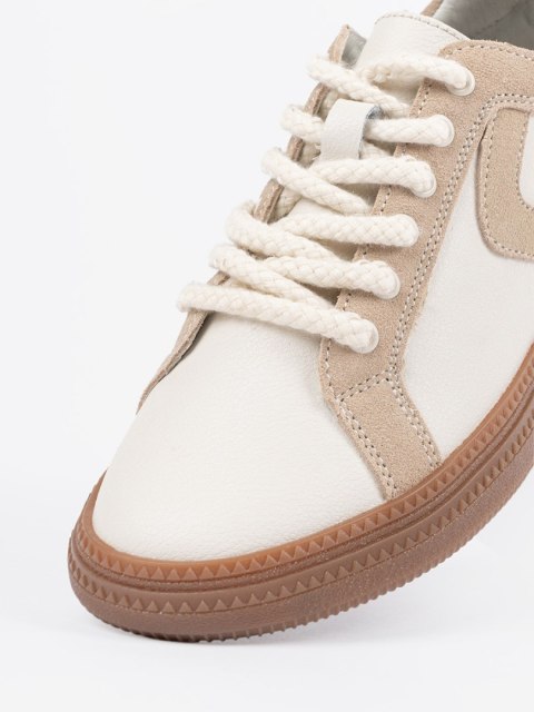 Biało-beżowe sneakersy damskie skórzane Sergio Leone - 37