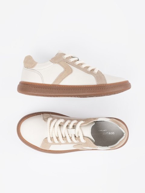 Biało-beżowe sneakersy damskie skórzane Sergio Leone - 39