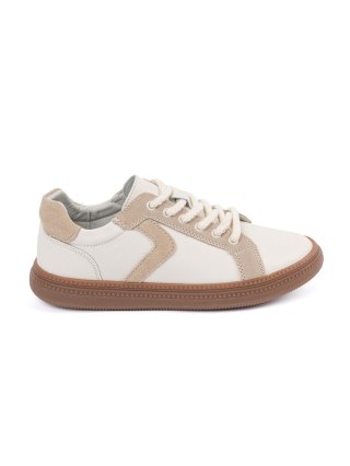 Biało-beżowe sneakersy damskie skórzane Sergio Leone - 40