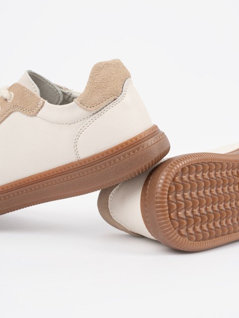 Biało-beżowe sneakersy damskie skórzane Sergio Leone - 40