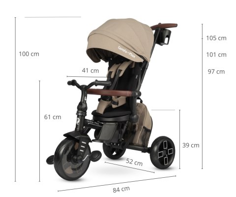 MILLY MALLY 6302 Qplay Rowerek Trójkołowy Comfo Max Coffe