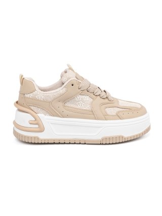 Sneakersy damskie z koronką beżowe - 41