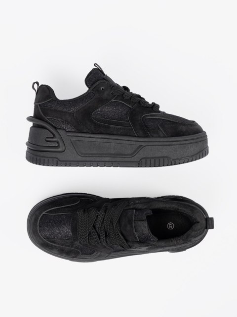 Sneakersy damskie z koronką czarne - 37 Sneakersy damskie z koronką czarne - 37