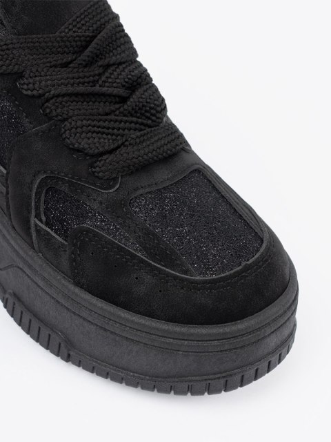 Sneakersy damskie z koronką czarne - 37 Sneakersy damskie z koronką czarne - 37