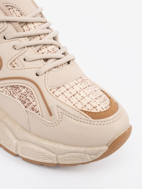 Sneakersy jasnobeżowe damskie na platformie - 36