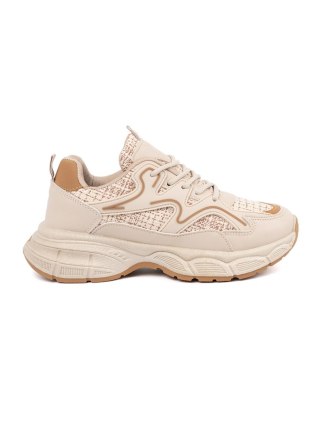 Sneakersy jasnobeżowe damskie na platformie - 40
