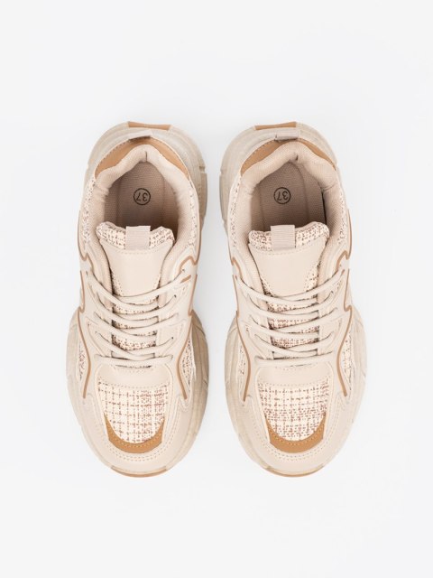 Sneakersy jasnobeżowe damskie na platformie - 41
