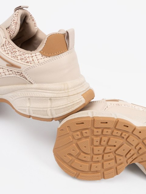 Sneakersy jasnobeżowe damskie na platformie - 41