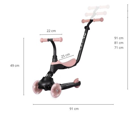 MILLY MALLY 6310 Qplay Hulajnoga Sema Evo 3w1 Coral Pink