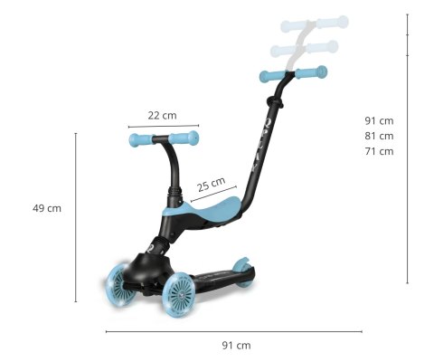 MILLY MALLY 6311 Qplay Hulajnoga Sema Evo 3w1 Sky Blue