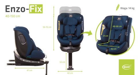 4 BABY Fotelik ENZO-FIX 40-150cm navy blue I-SIZE 4 BABY Fotelik ENZO-FIX 40-150cm navy blue I-SIZE